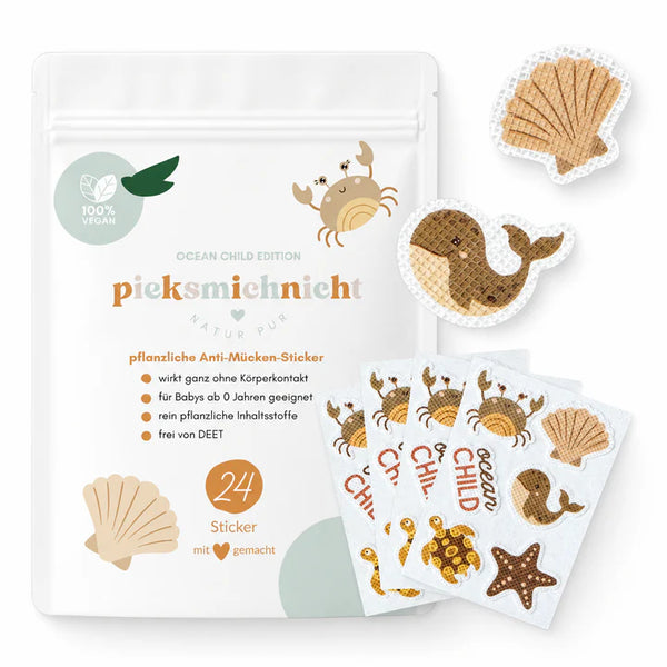 pieksmichnicht Ocean Child Edition - 24 Anti-Mücken-Sticker pflanzlich für Kinder