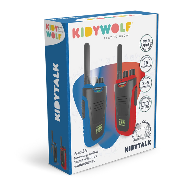 KIDYWOLF Walkie-Talkies mit Taschenlampe blau/rot