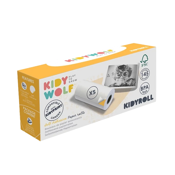 Kidywolf KIDYROLL selbstklebendes Thermopapier 5 Rollen