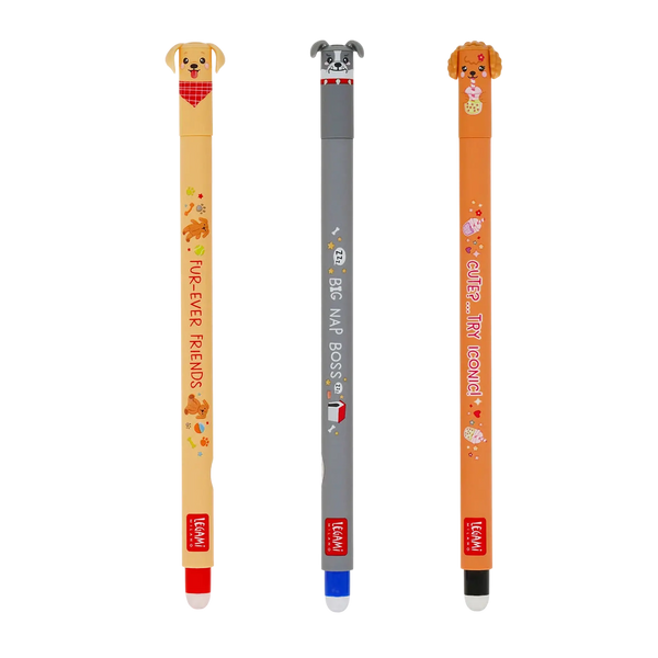 LEGAMI Set mit 3 löschbaren Gelstiften – Fur-ever Friends