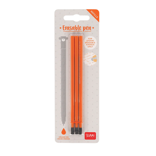 Legami - 3 Ersatzminen für löschbare Gelstifte – Orange
