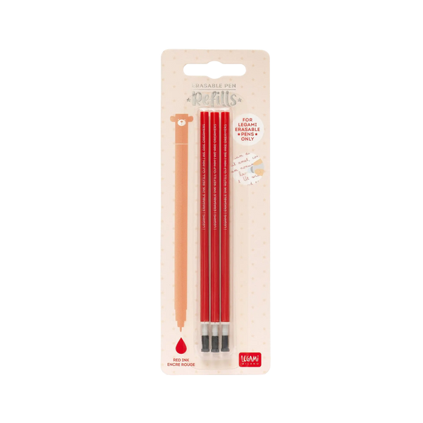 Legami - 3 Ersatzminen für löschbare Gelstifte – Rot