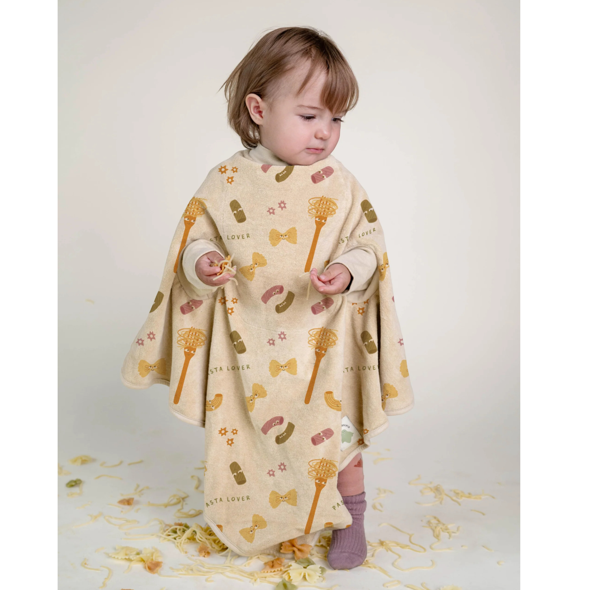 Little Casimir "Boo" Frottee Waterproof Lätzchen - Mitwachsend und Wasserdicht - Lätzchen Pasta Lover - Makimo - Smart Kids