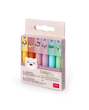 LEGAMI Set mit 6 Mini Textmarkern - "Teddy Style"