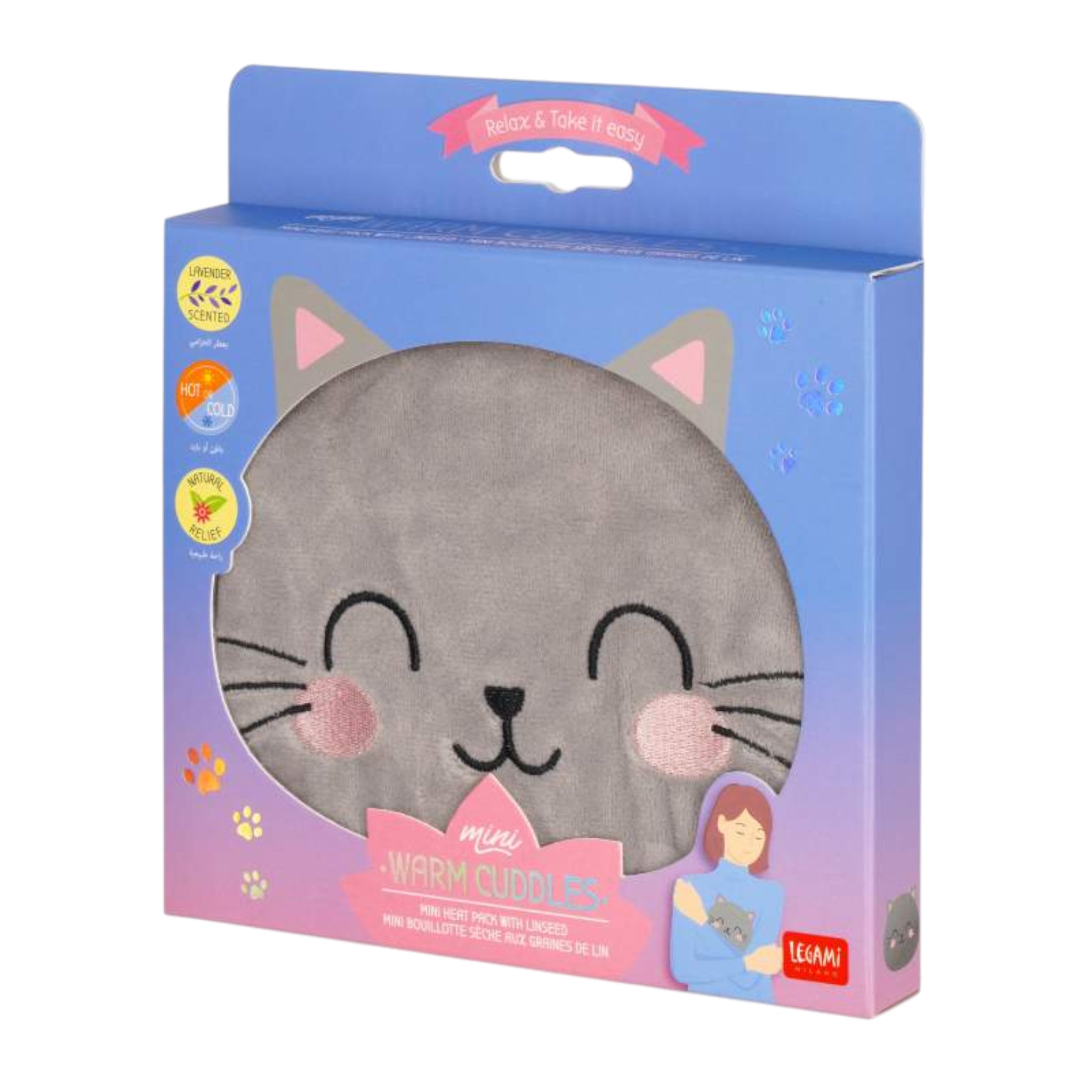 Legami – Warm Cuddles Kitty – Wärmekissen mit Leinsamen & Lavendel - Makimo - Smart Kids