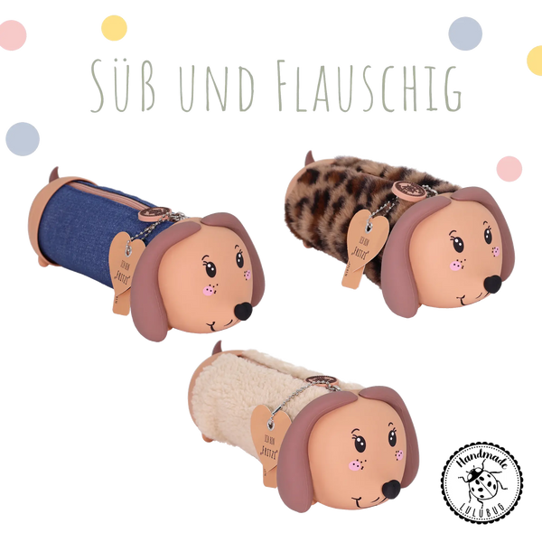 Mäppchen „Dackel Fritzi – Curly“ – Kuscheliges Dackel-Mäppchen mit Fellbezug