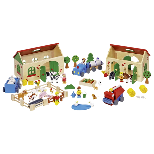 goki Mein Bauernhof – Bauernhof-Spielset aus Holz