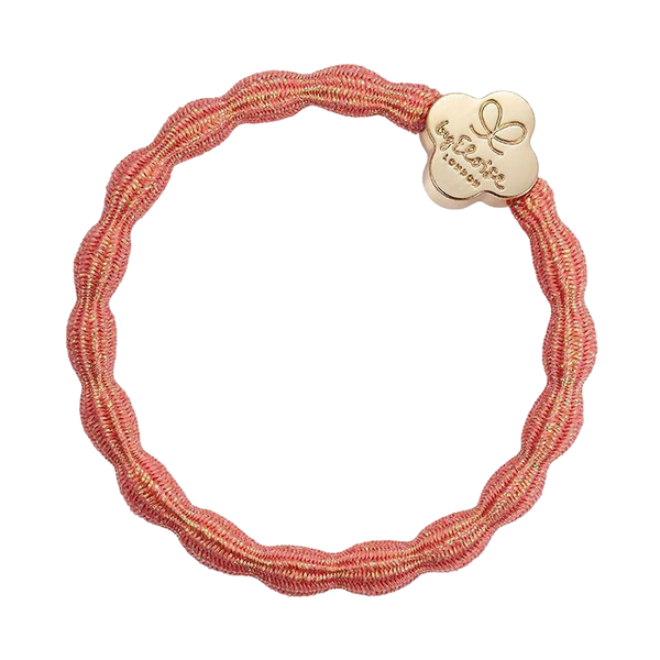 Metallic Gold Quatrefoil Coral Pink