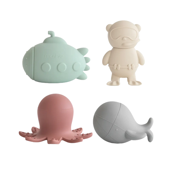 Mushie - Sealife Bath Play Set 4-Pack – Silikon Badspielzeug