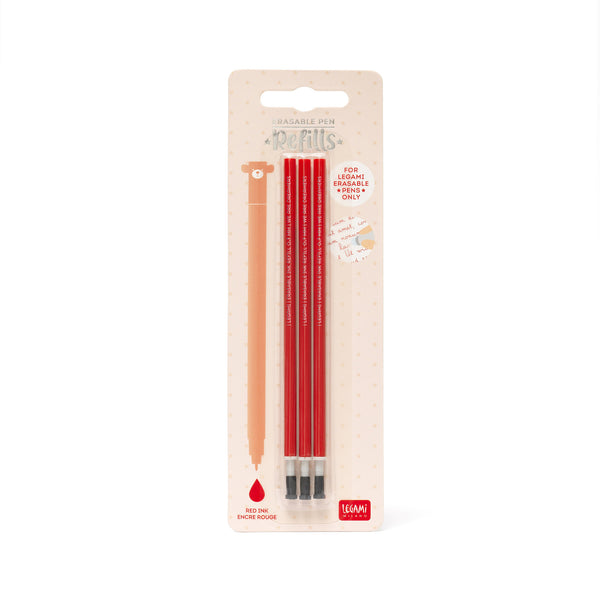 Legami - 3 Ersatzminen für löschbare Gelstifte – Rot