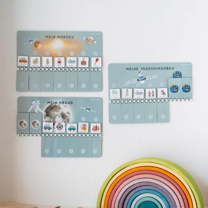 Routinchen Starterset Wochenplaner A3 inkl. inkl. 525 Symbole und 3 Routineplänen - Weltall
