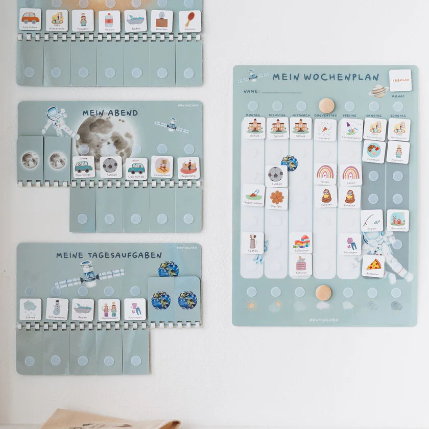 Routinchen Starterset Wochenplaner A3 inkl. inkl. 525 Symbole und 3 Routineplänen - Weltall