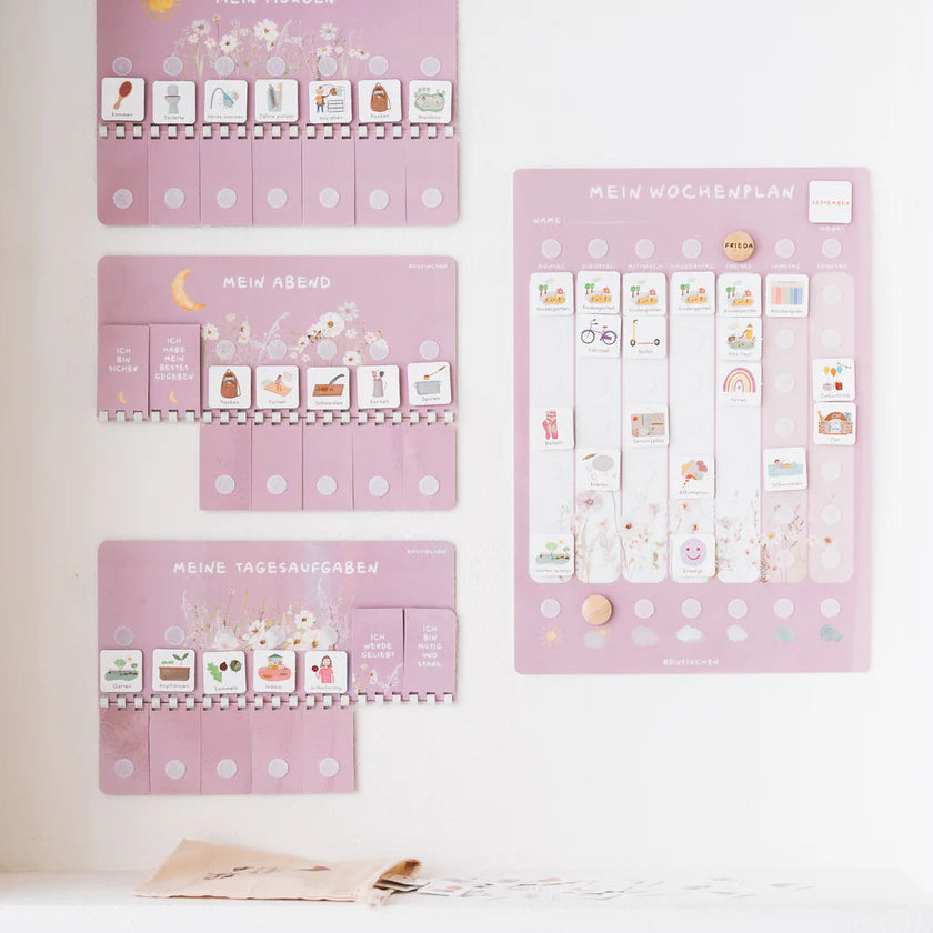 Routinchen Starterset Wochenplaner A3 inkl. inkl. 525 Symbole und 3 Routineplänen - Wildblumen
