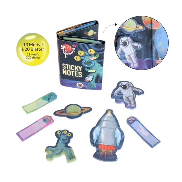 SPACE ADVENTURE Sticky Notes Mini Organizer 260 ark