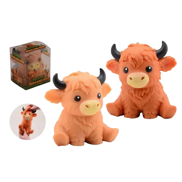 Slow Rise Highland Cow – 12cm Kuscheliges Anti-Stress Highland-Rind zum Knautschen
