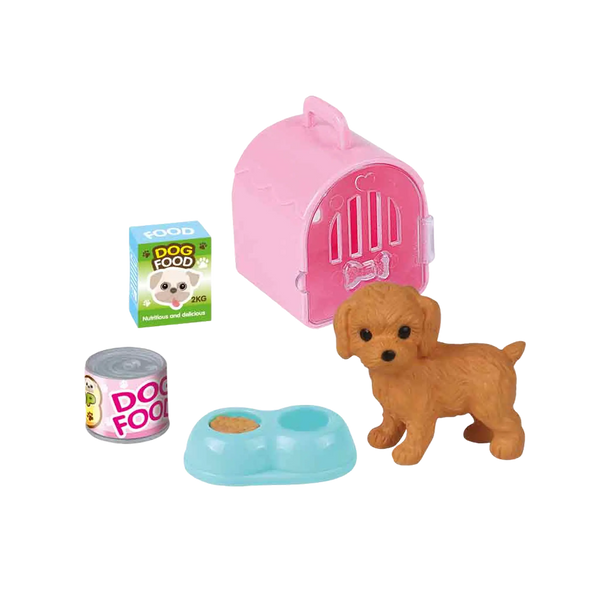 Spielset Hündchen in Box – Mini-Hund mit Zubehör