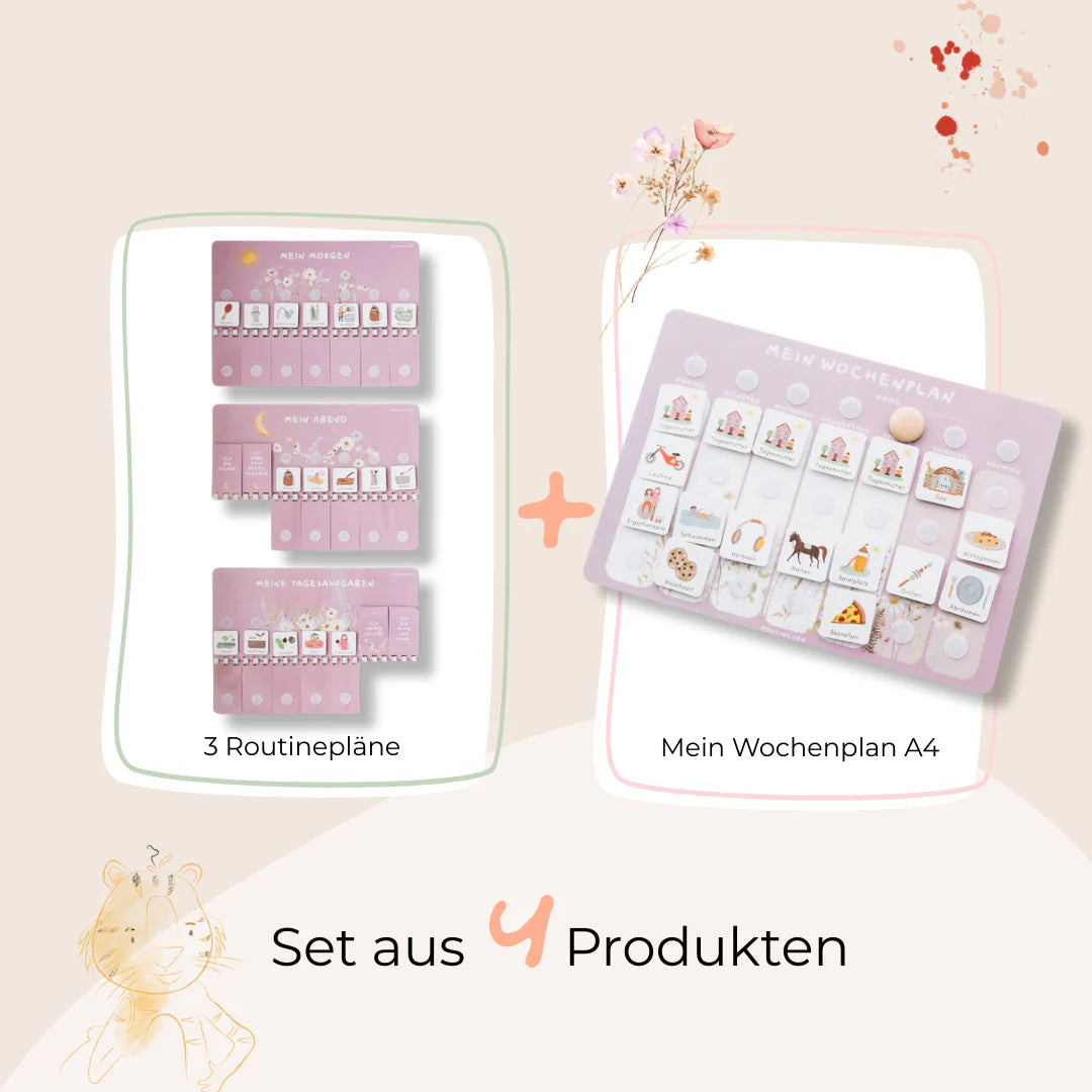 Routinchen Wochenplaner Starterset  inkl. 525 Symbole 3 Routineplänen - Wildblumen