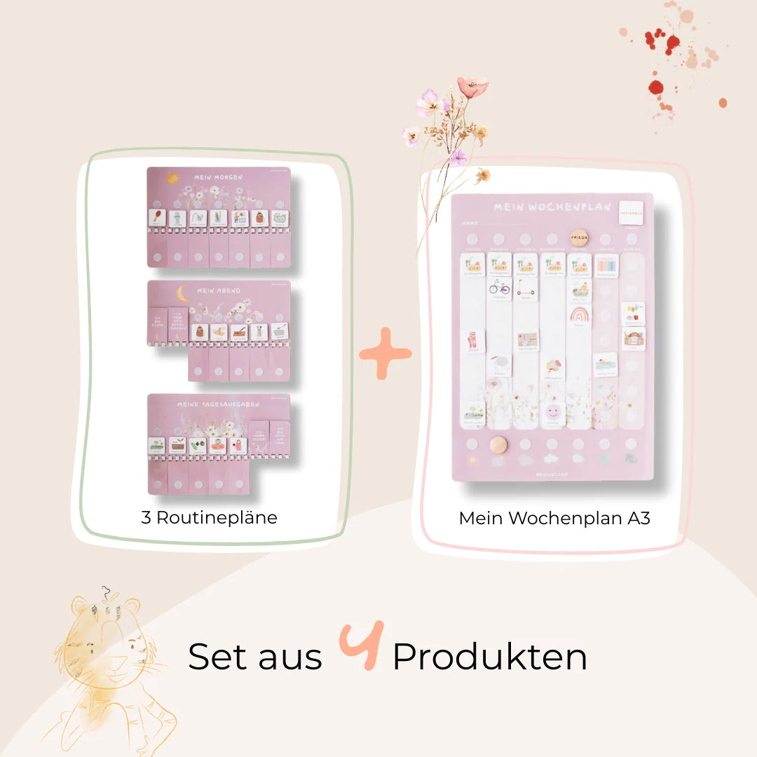 Routinchen Starterset Wochenplaner A3 inkl. inkl. 525 Symbole und 3 Routineplänen - Wildblumen
