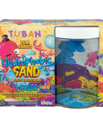 TUBAN - Hydrophobes Sand Set – 5 Farben mit Aquarium für spannende Wasserexperimente