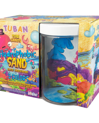 TUBAN - Hydrophobes Sand Set – 5 Farben mit Aquarium für spannende Wasserexperimente