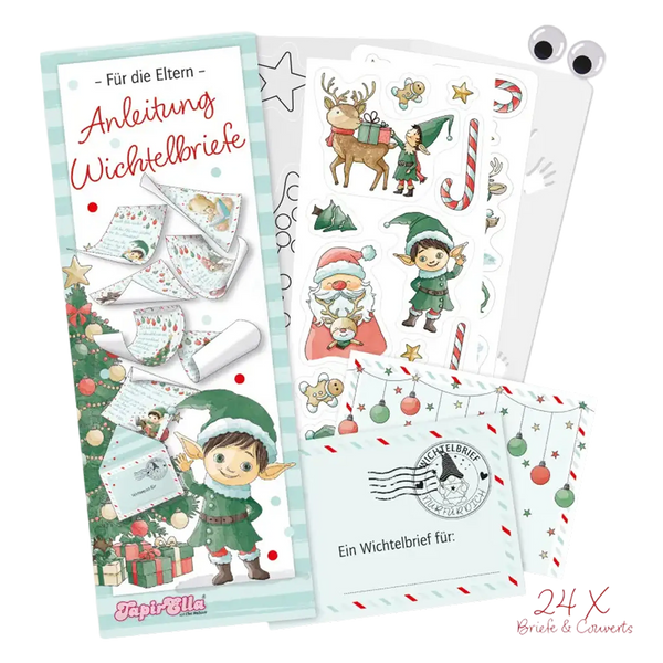 TapirElla Wichtelpost – Adventskalender mit 24 Wichtelbriefen, Stickern & Schablonen