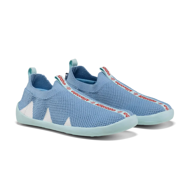 Affenzahn Barfußhausschuh Slipper Knit Flinky - Hai, Blau - Makimo - Smart Kids