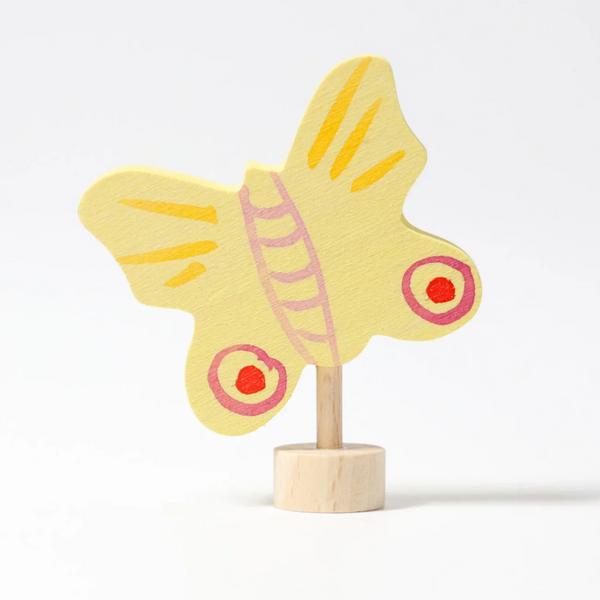 GRIMM'S Steckfigur gelber Schmetterling - Handbemalte Holzfigur für Festtagsringe - Makimo - Smart Kids