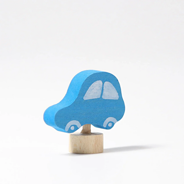 GRIMM'S Steckfigur blaues Auto - Handbemalte Holzfigur für Festtagsringe - Makimo - Smart Kids