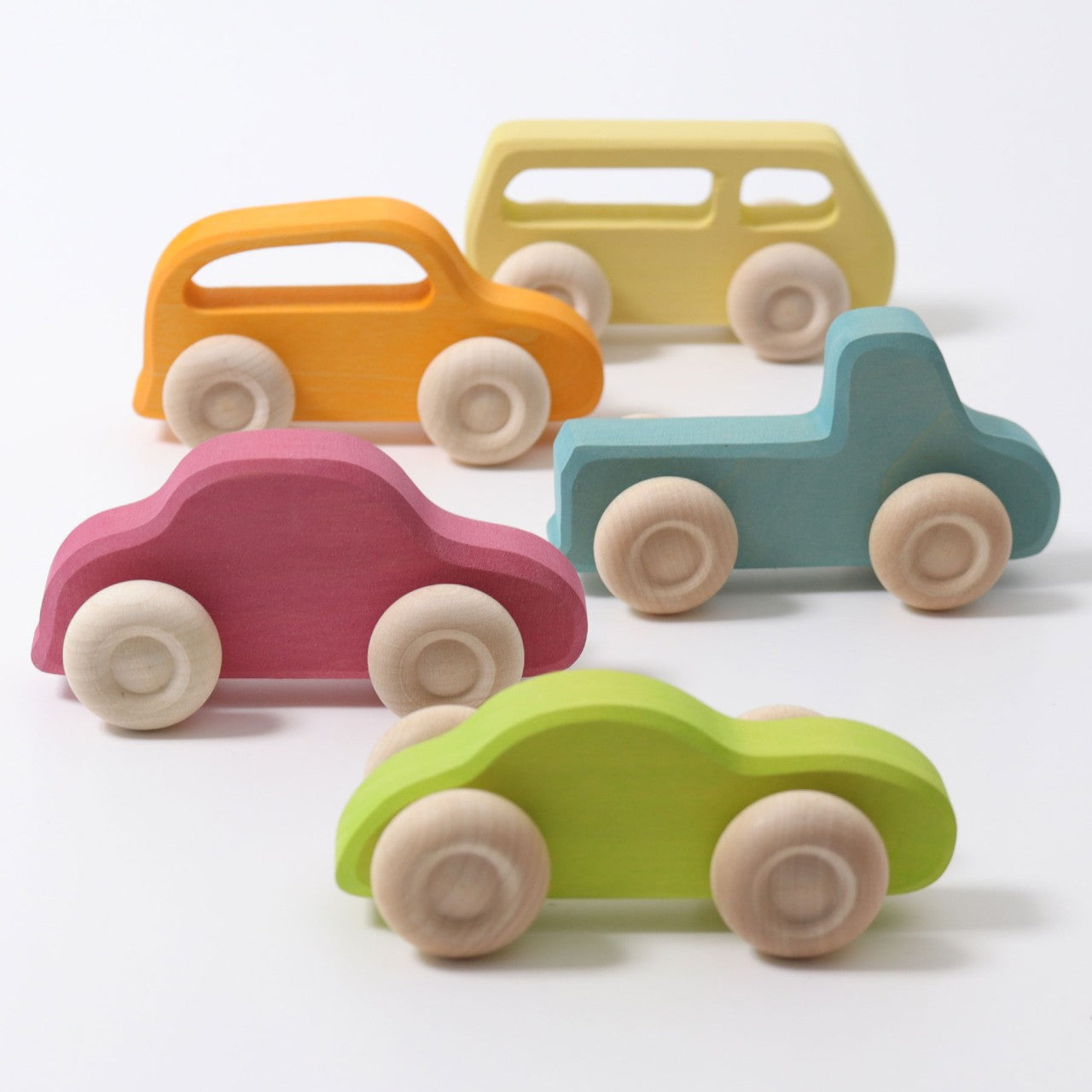 GRIMM’S Slimline Holzautos – Set mit 5 Fahrzeugen aus Lindenholz