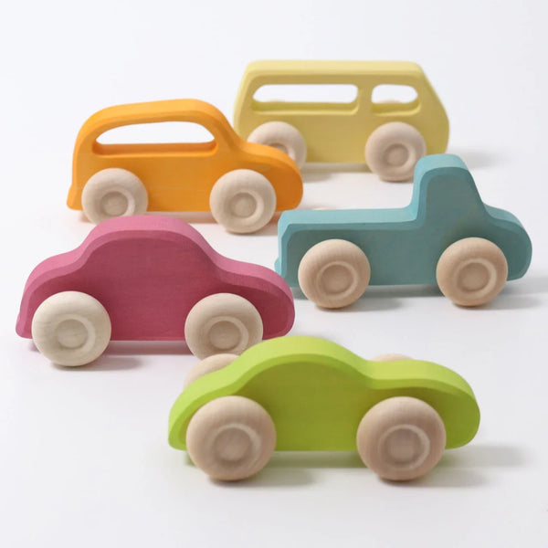 GRIMM’S Slimline Holzautos – Set mit 5 Fahrzeugen aus Lindenholz - Makimo - Smart Kids