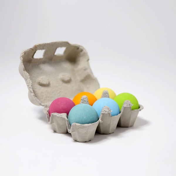 GRIMM’S Holzkugeln Pastell – 6 farbenfrohe Holzkugeln aus massivem Ahornholz - Makimo - Smart Kids