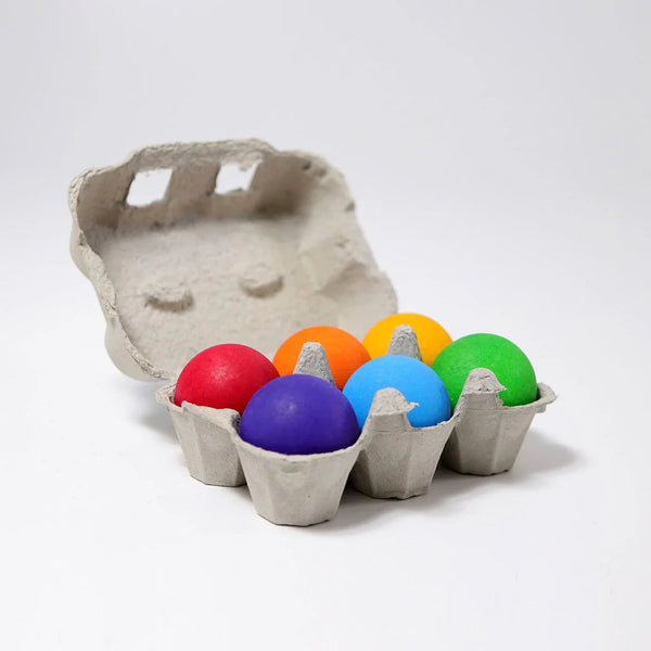 GRIMM’S Holzkugeln Regenbogen – 6 farbenfrohe Holzkugeln aus massivem Ahornholz - Makimo - Smart Kids