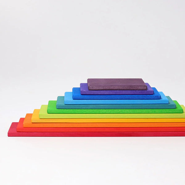 GRIMM'S Regenbogen Bauplatten – 11-teilig, farbig lasiertes Lindenholz - Makimo - Smart Kids