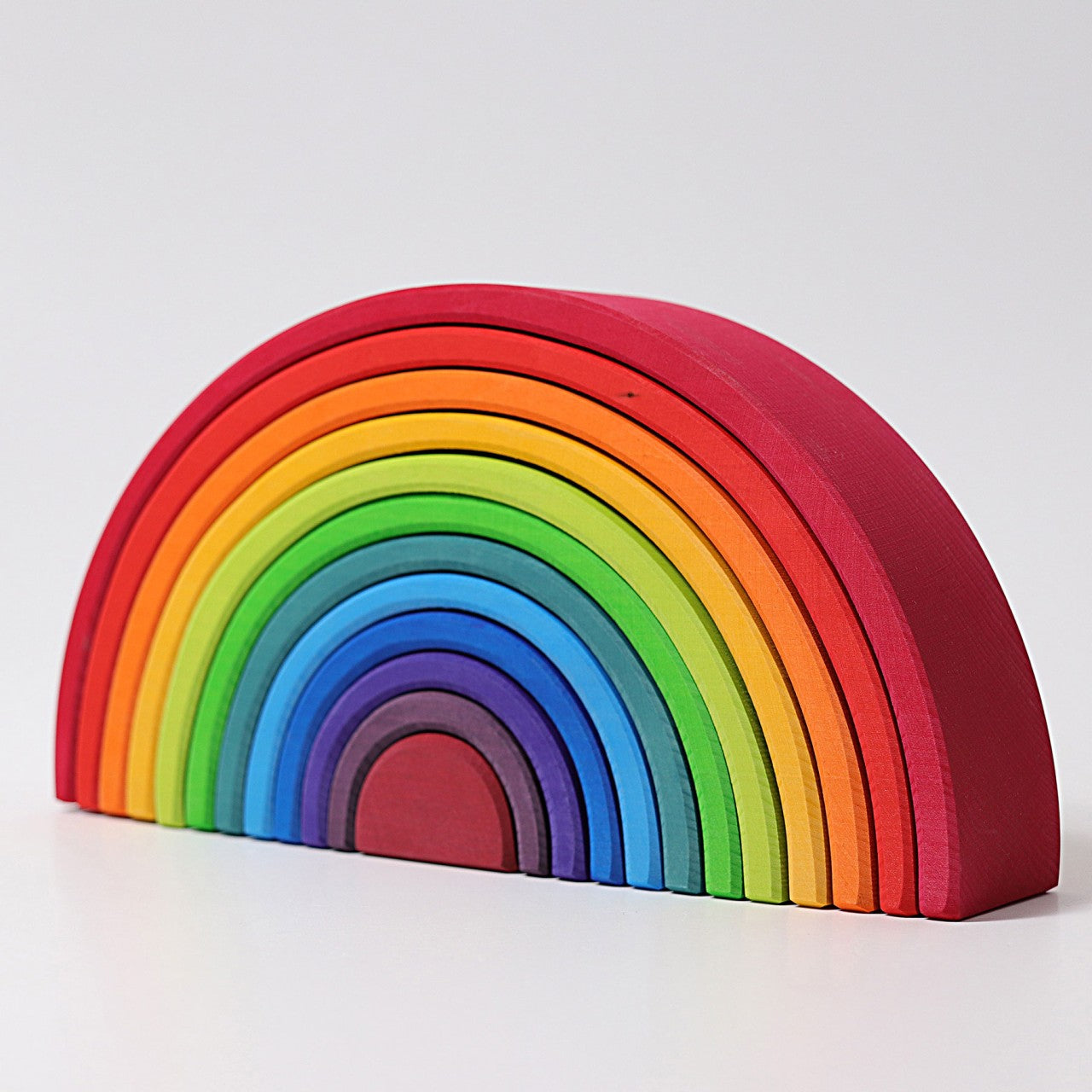 GRIMM'S Großer Regenbogen – 12-teiliges Regenbogen-Bauspiel aus farbig lasiertem Lindenholz