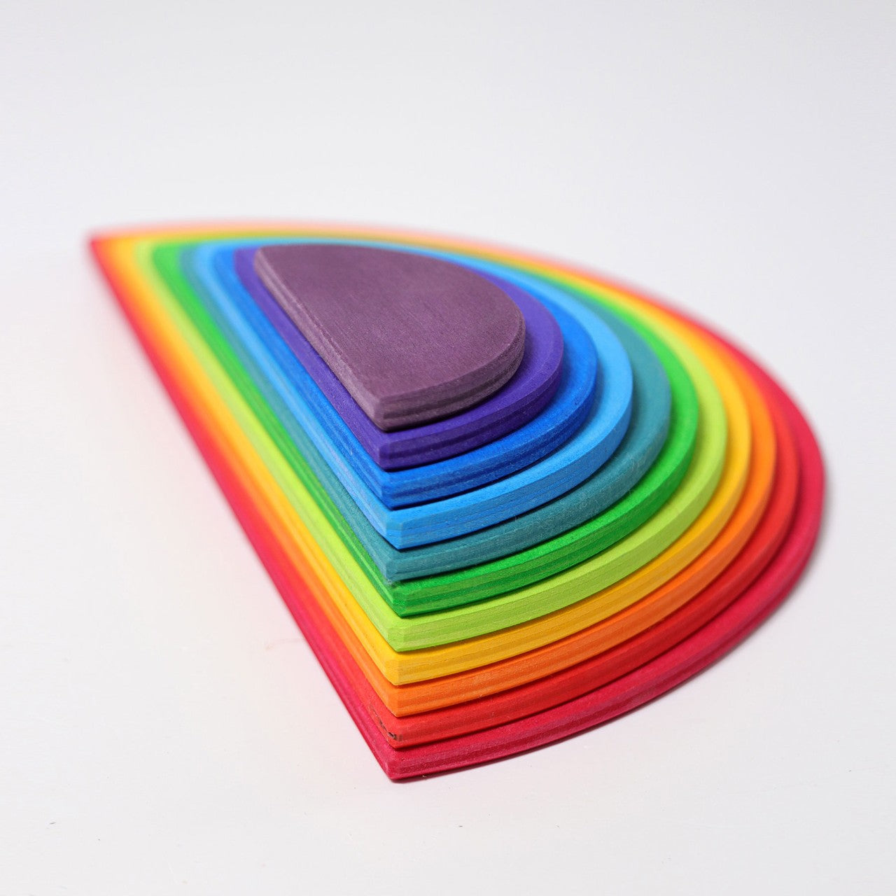GRIMM’S Regenbogen Halbkreise – 11-teiliges Bodenlegespiel aus farbig lasiertem Birkensperrholz