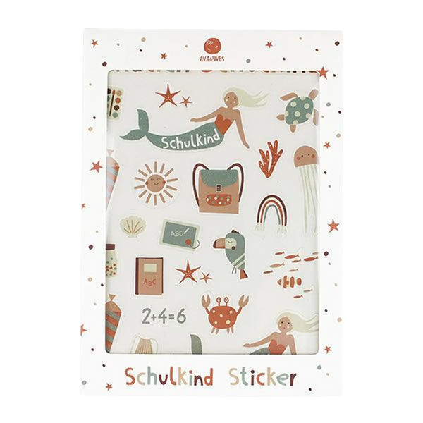 ava&yves - Klebe-Sticker zur Einschulung – Meerjungfrau mit Glitzereffekten
