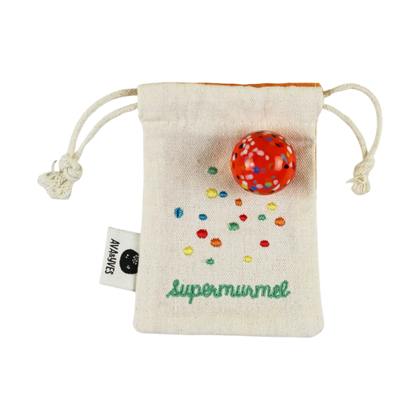 ava&yves - Supermurmel Orange aus Muranoglas - Konfetti-Steinchen in Stoffbeutel
