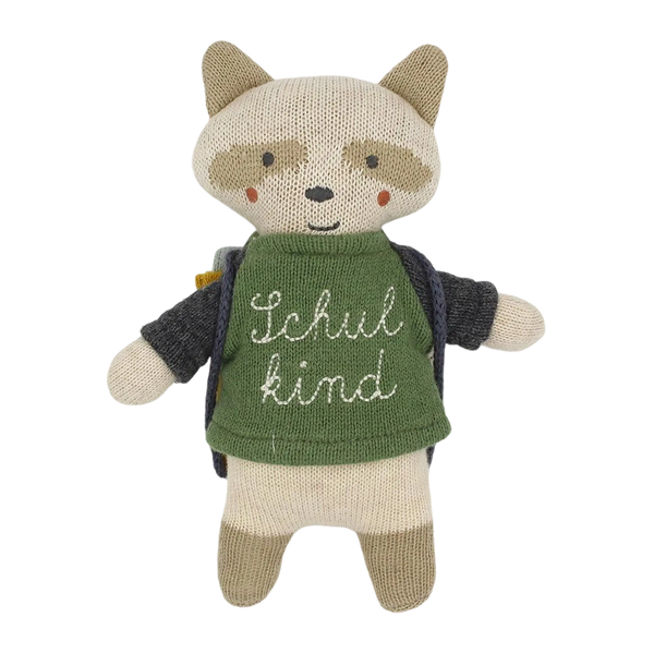 ava&yves - Waschbär „Schulkind“ mit Schulranzen – 15 cm