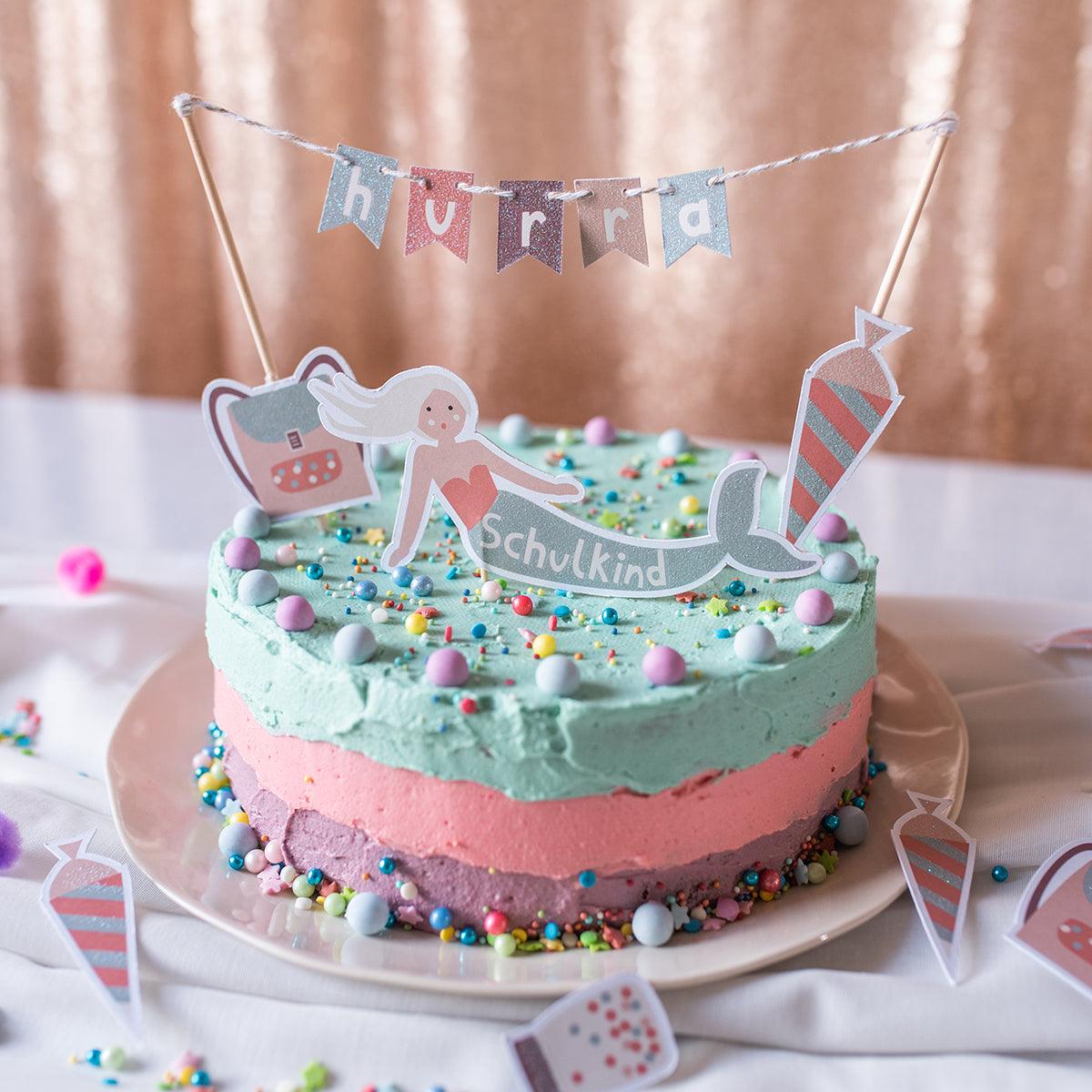 ava&yves - Cake Topper mit Glitzer Meerjungfrau (Under the Sea) – Schulkind - Makimo - Smart Kids