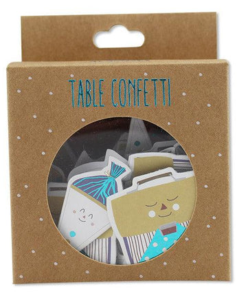 ava&yves - Table Confetti zur Einschulung, türkis/weiß/senf – Schulranzen und Schultüten - Makimo - Smart Kids