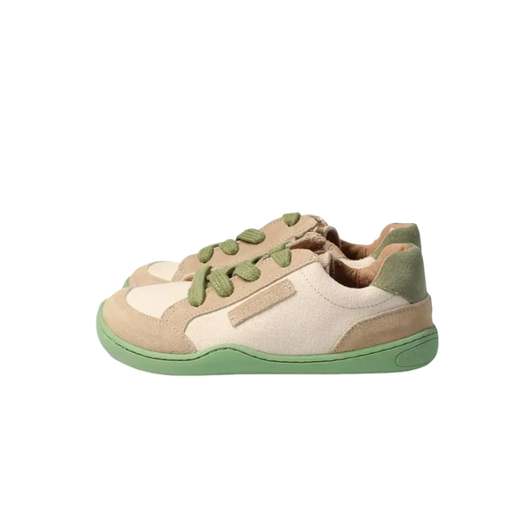 bLIFESTYLE Barfuß-Sneaker kodiakbärSTYLE beige grün – Kinderschuh mit Barfußgefühl