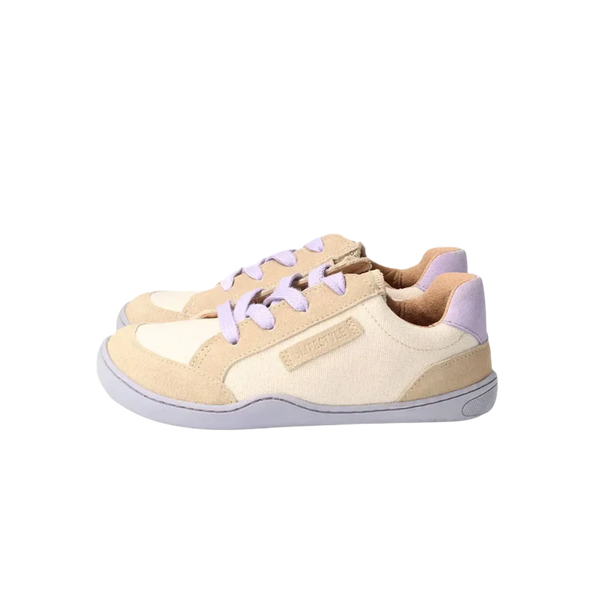 bLIFESTYLE Barfuß-Sneaker kodiakbärSTYLE beige lavendel – Kinderschuh mit Barfußgefühl
