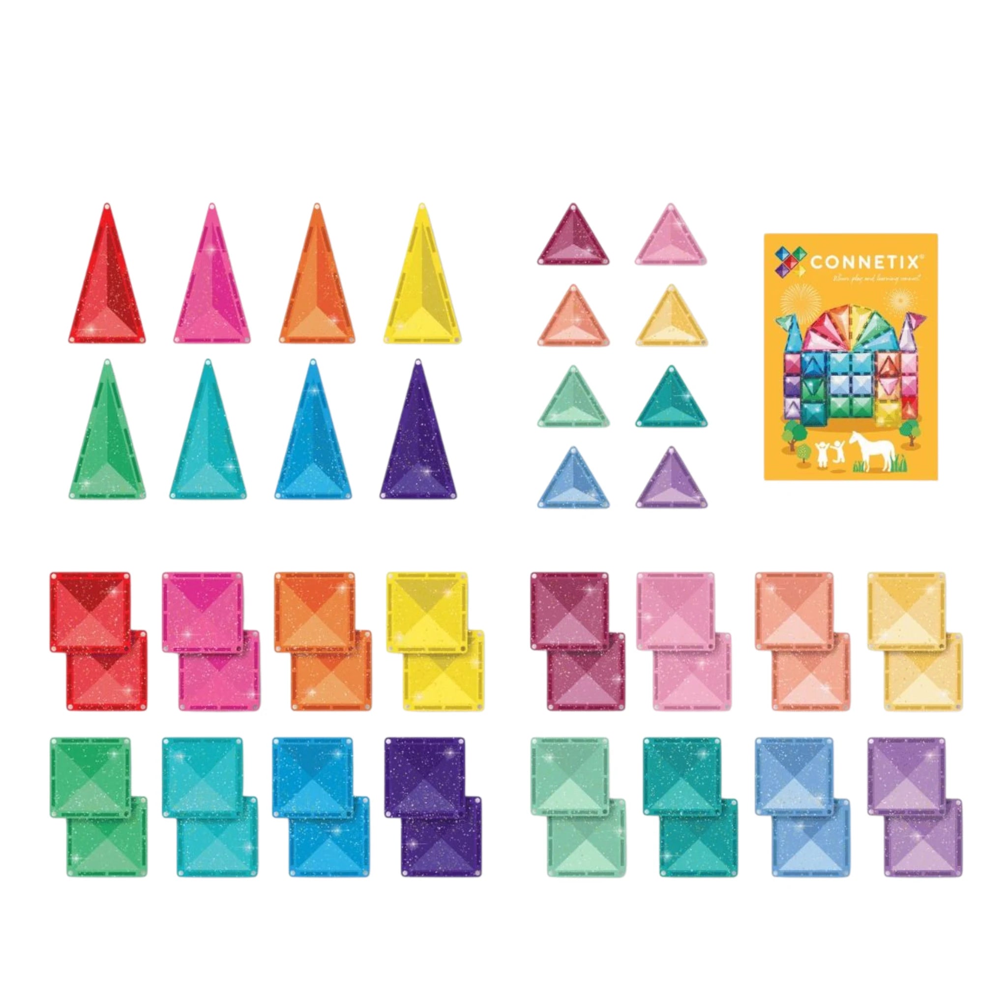CONNETIX Glitter Castle Pack 48 pc - Magnetische Bausteine mit Glitzer-Effekt - Makimo - Smart Kids