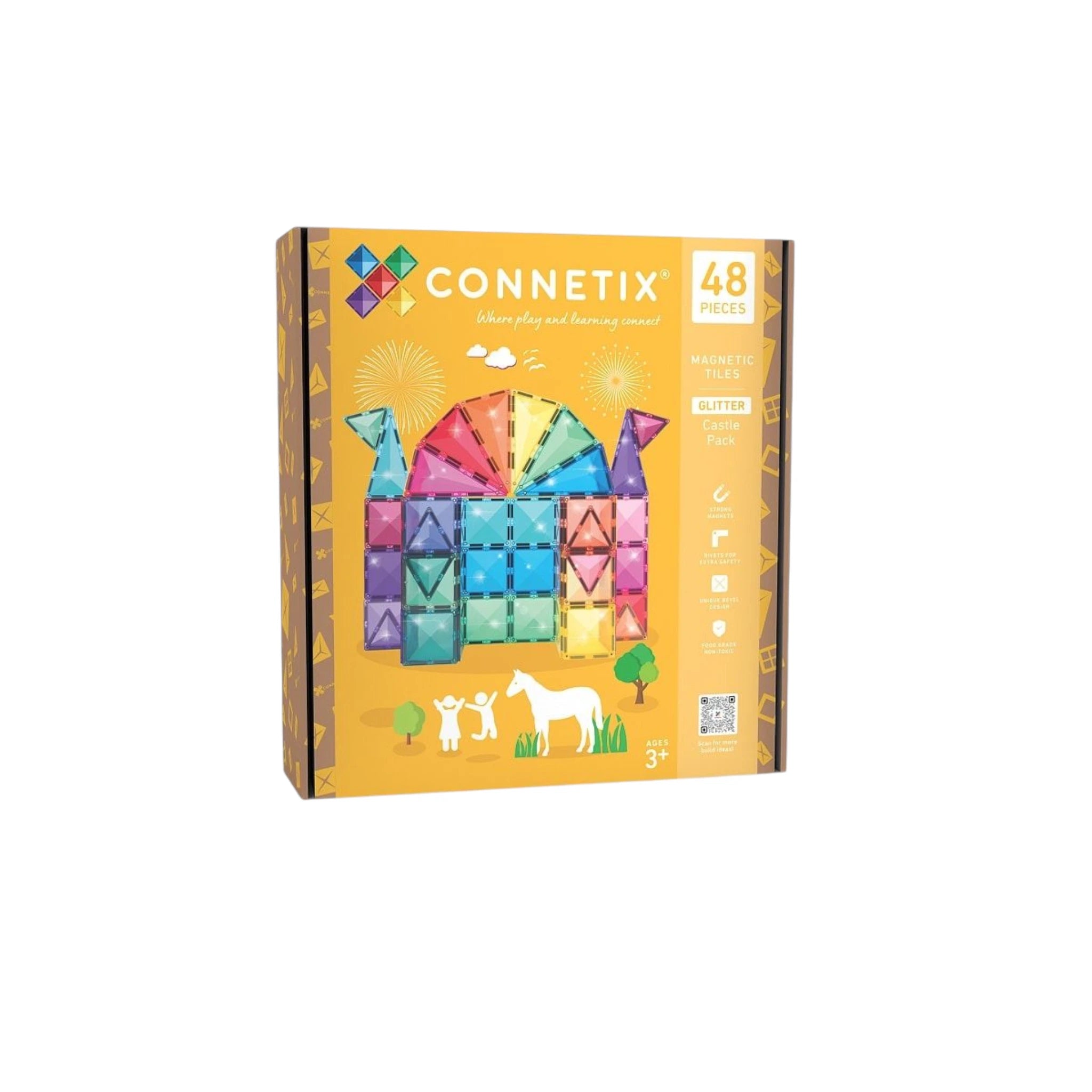 CONNETIX Glitter Castle Pack 48 pc - Magnetische Bausteine mit Glitzer-Effekt - Makimo - Smart Kids