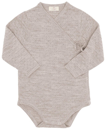 Copenhagen Colors - Merino Wickelbody mit Lochmuster in Creme Melange - Makimo - Smart Kids