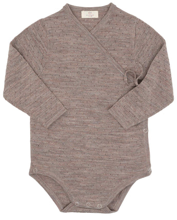 Copenhagen Colors - Merino Wickelbody mit Lochmuster in Natural Melange - Makimo - Smart Kids