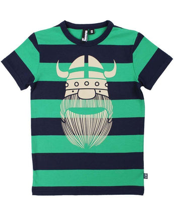 Danefæ - Danerainbow Ringer Dark Navy / Green Erik Stripes - Shirt - Makimo - Smart Kids