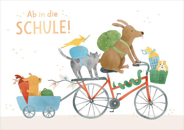 Grafikwerkstatt - Doppelkarte Schulanfang – Ab in die Schule!