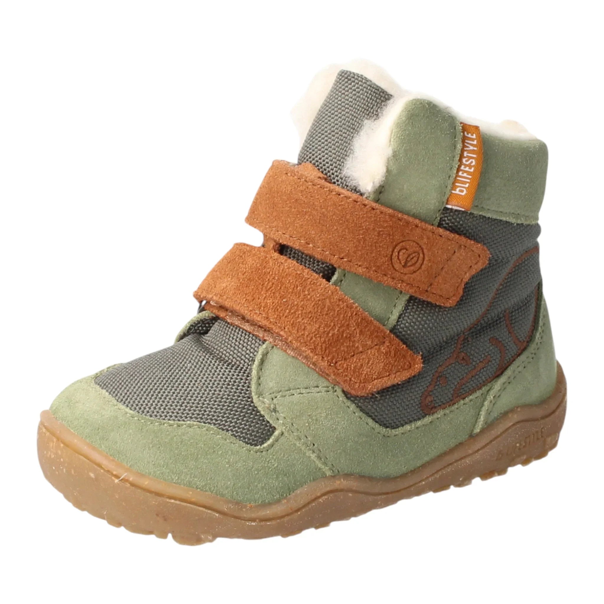 bLIFESTYLE eisbärSTYLE TEX khaki - Leder Textil Kinderschuhe mit Wolle - Makimo - Smart Kids