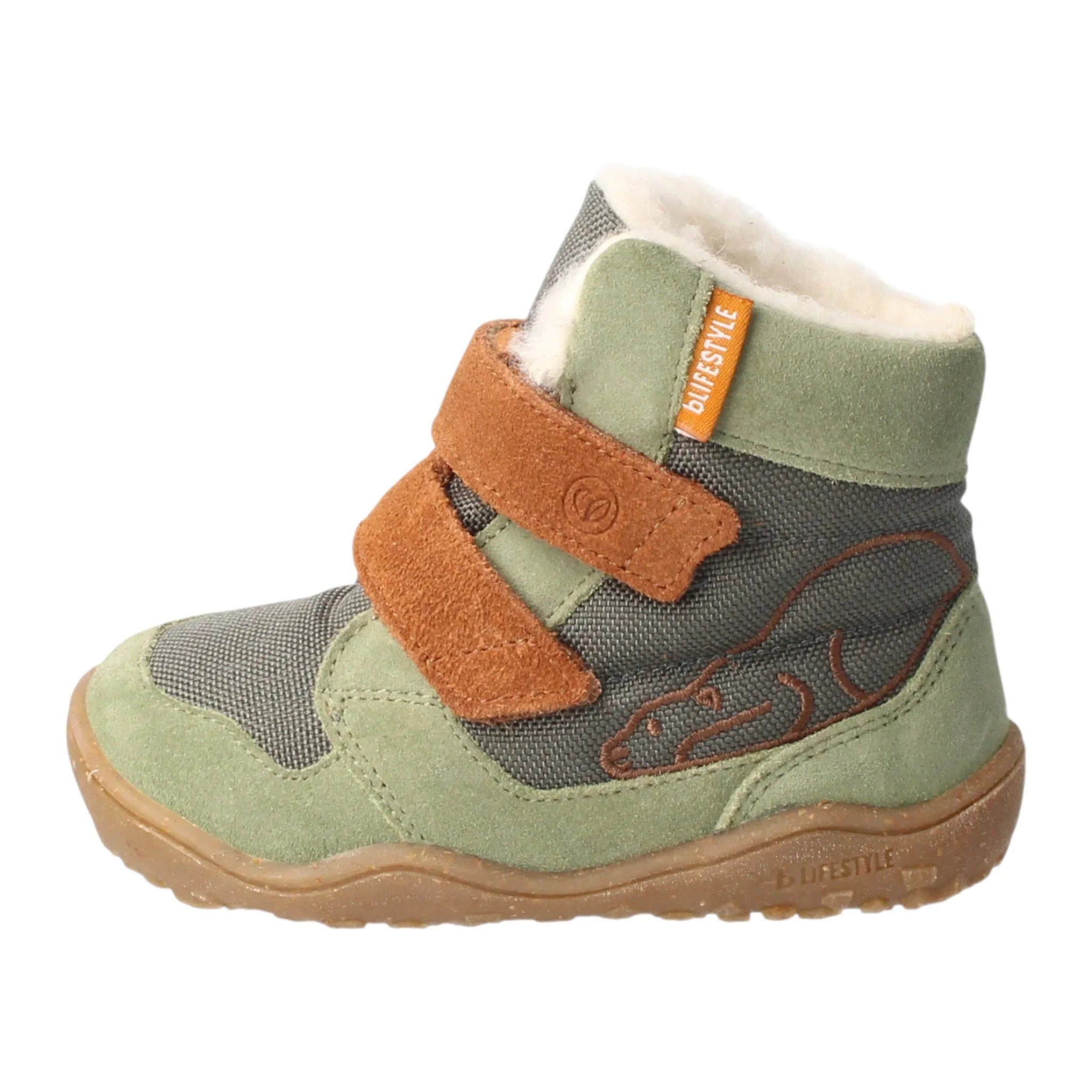 bLIFESTYLE eisbärSTYLE TEX khaki - Leder Textil Kinderschuhe mit Wolle - Makimo - Smart Kids